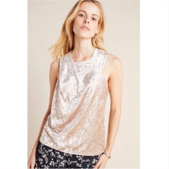 Anthropologie Porridge Velvet Sleeveless Top in Shimmering Gold- Small - Picture 2 of 8